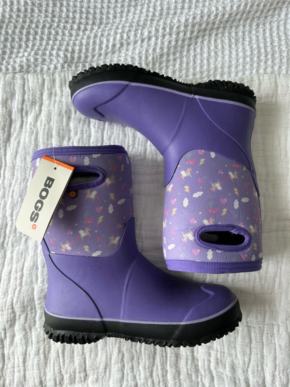 NEW BOGS Grasp Pegasus Youth Kids Size 6 Waterproof Rain Boot Purple Unicorn